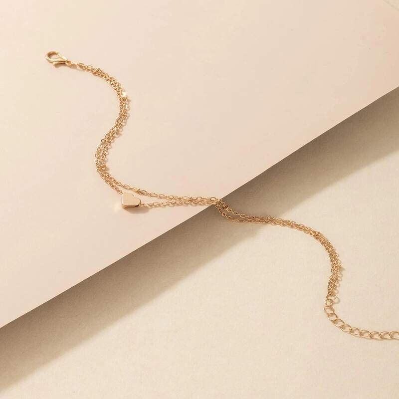 

Heart Chain Anklet, Gold