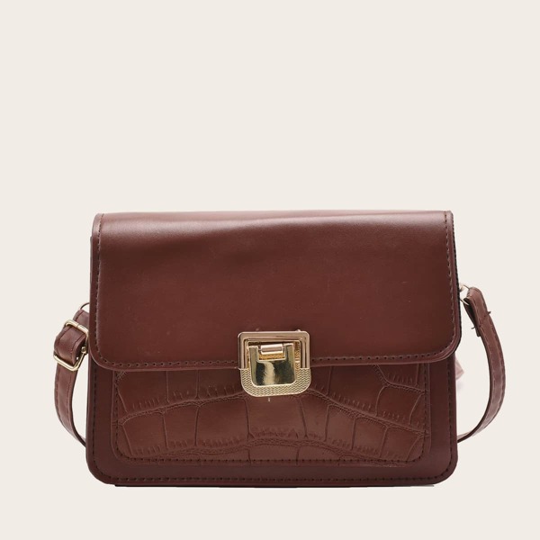 

Croc Embossed Crossbody Bag, Chocolate brown