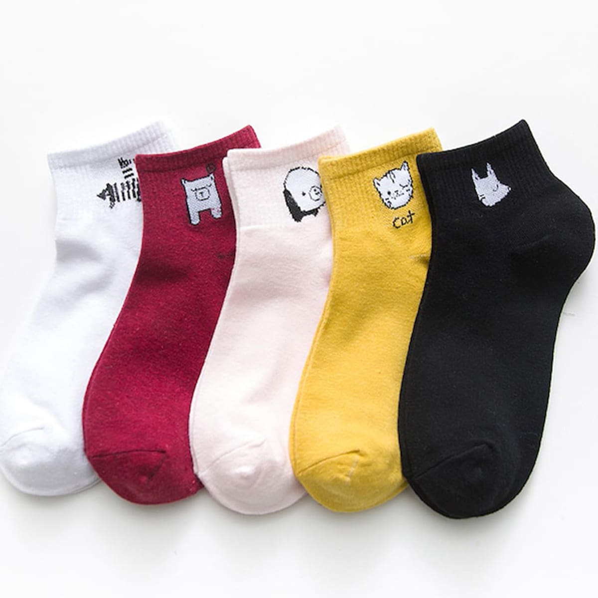 

5pairs Cartoon Pattern Ankle Socks, Multicolor