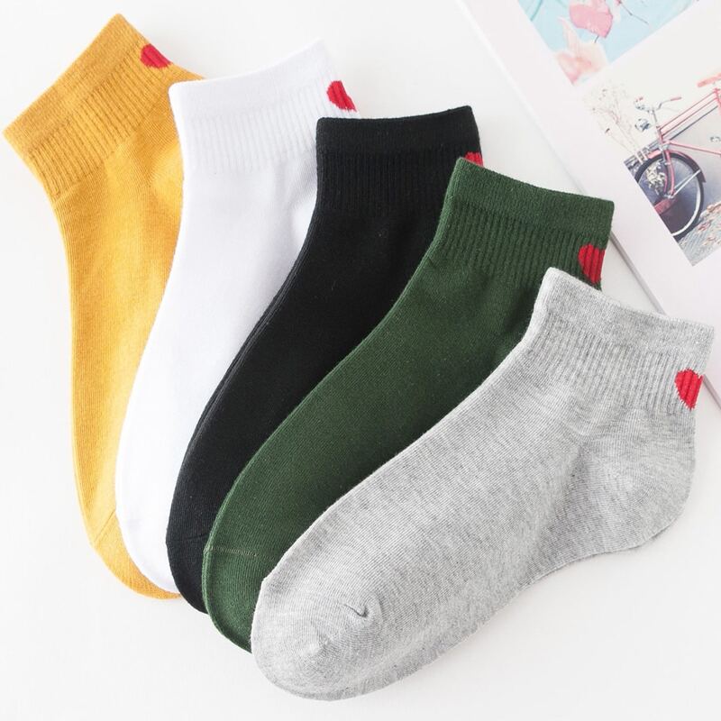 

5pairs Heart Pattern Ankle Socks, Multicolor