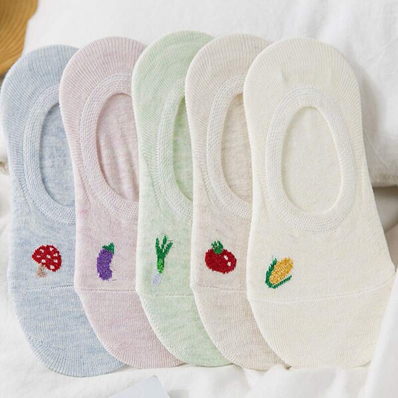 

5pairs Fruit Pattern Invisible Socks, Multicolor