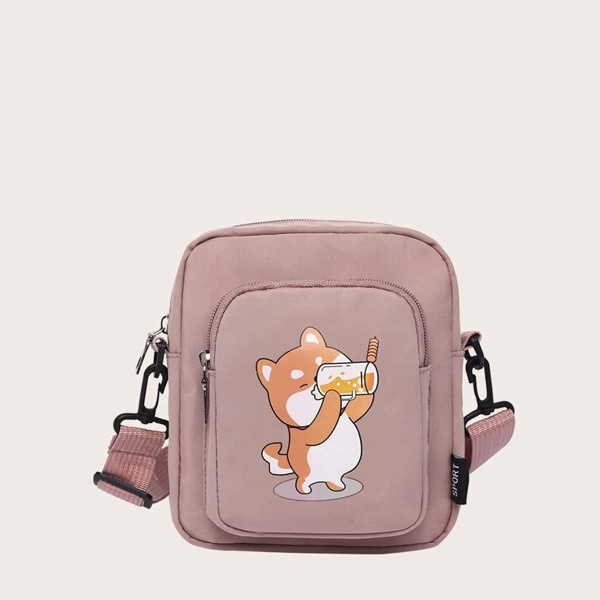 

Cartoon Graphic Crossbody Bag, Pink