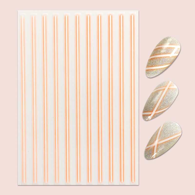 

1sheet Striped Nail Art Sticker, Orange