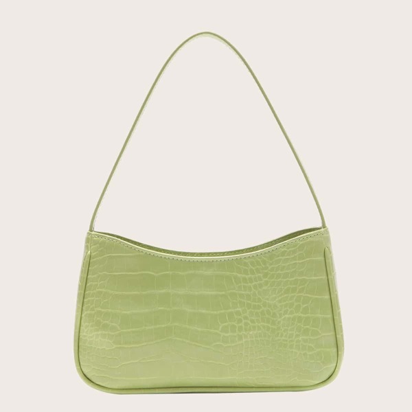 

Croc Embossed Baguette Bag, Black
