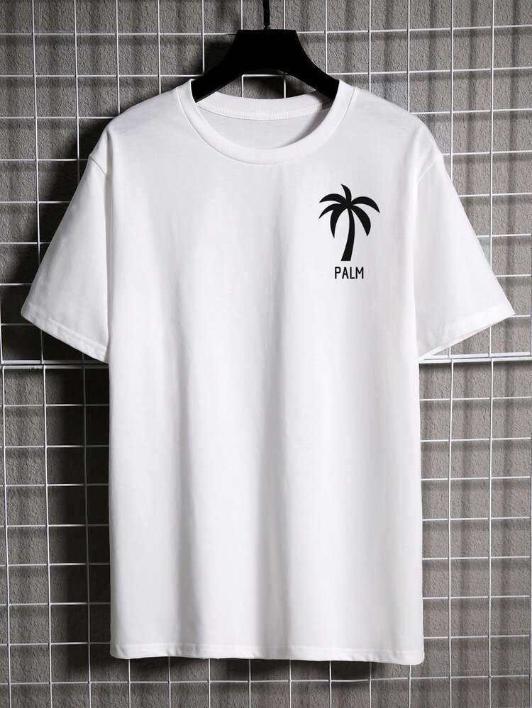 Manfinity Tops Nam Lá thư Kỳ nghỉ - trắng - Xem 1