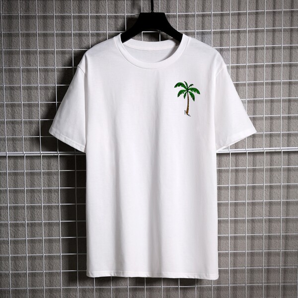 

Men Tropical Tree Print Tee, White