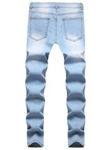 Manfinity LEGND Men Ripped Skinny Jeans - Light Wash - View 2