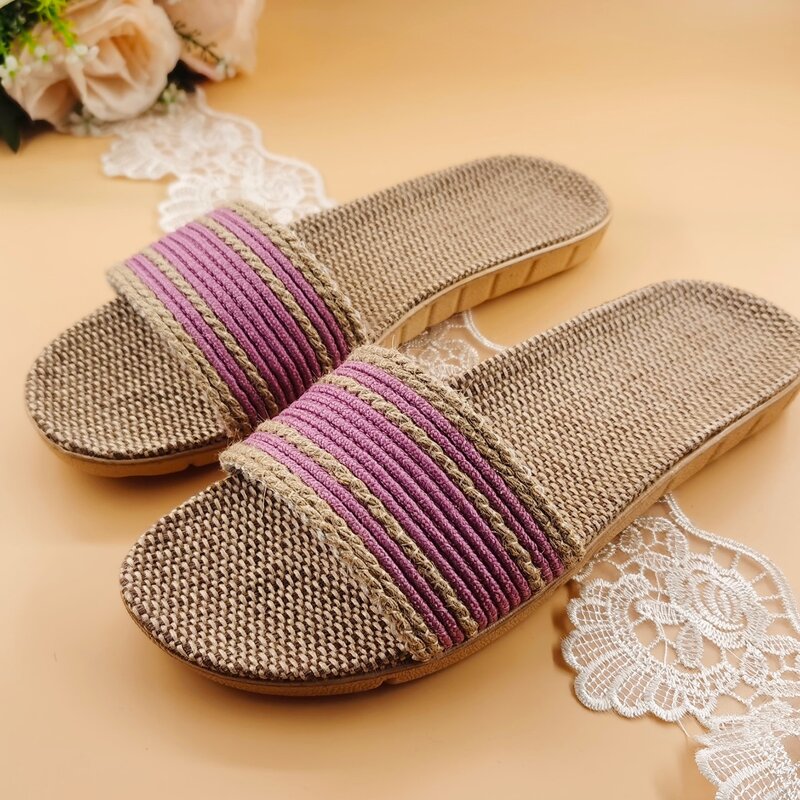 

Colorblock Band Slides, Mauve purple
