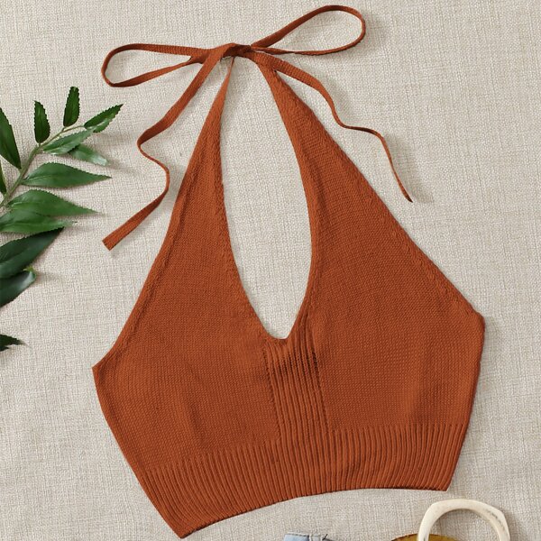 

Tie Back Knit Top, Burnt orange
