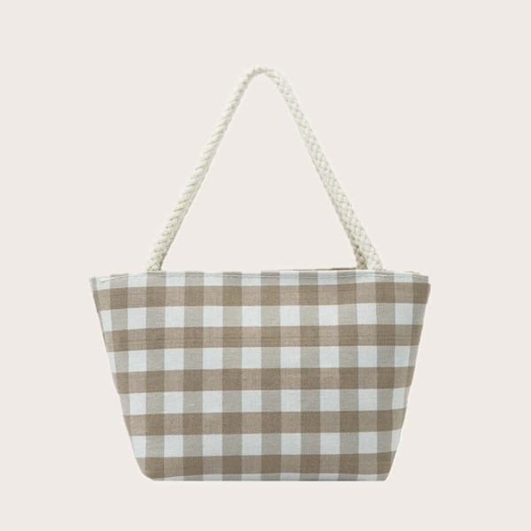 

Gingham Bucket Bag, Khaki