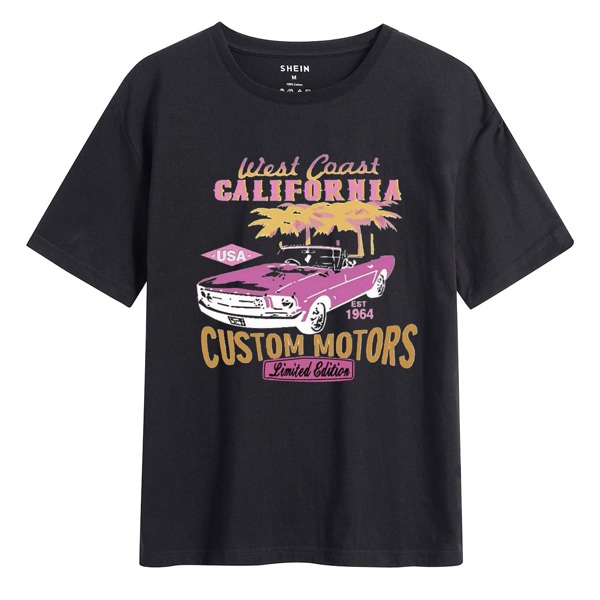 

Car And Letter Graphic Tee, Black