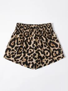 SHEIN Essnce 大碼打褶帶豹紋短褲 - 彩色 - 查看 2