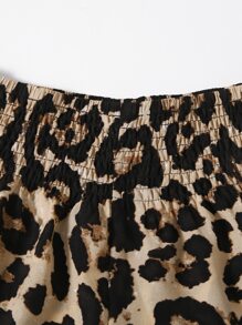 SHEIN Essnce 大碼打褶帶豹紋短褲 - 彩色 - 查看 5