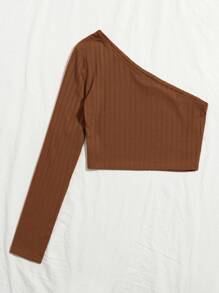 SHEIN EZwear Top corto de canalé con un hombro