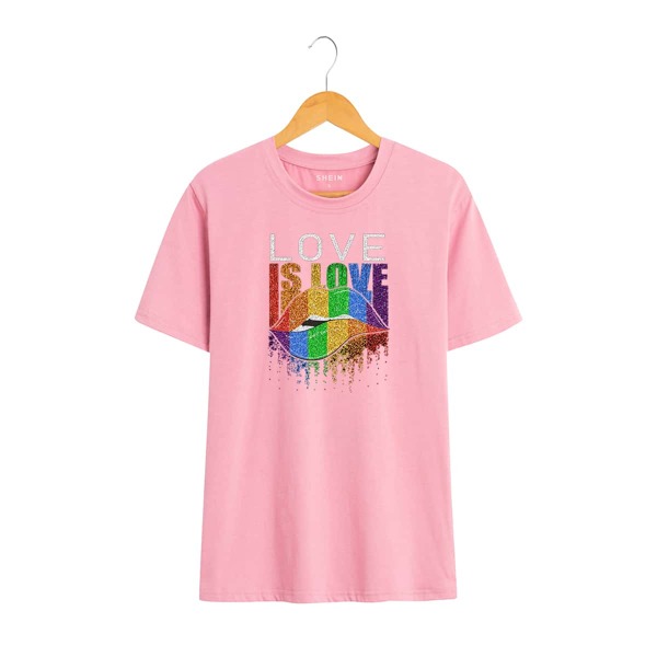 

Mouth And Slogan Graphic Tee, Pink