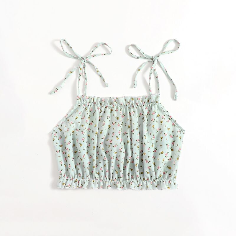 

Ditsy Floral Tie Shoulder Crop Cami, Mint green