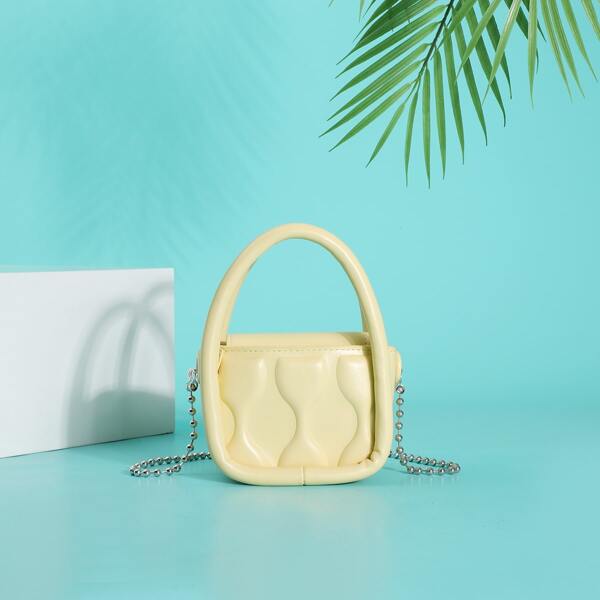

Mini Textured Bead Strap Satchel Bag, Yellow