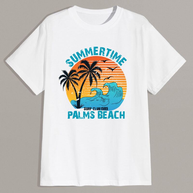 

Guys Letter Tropical Graphic Tee, White