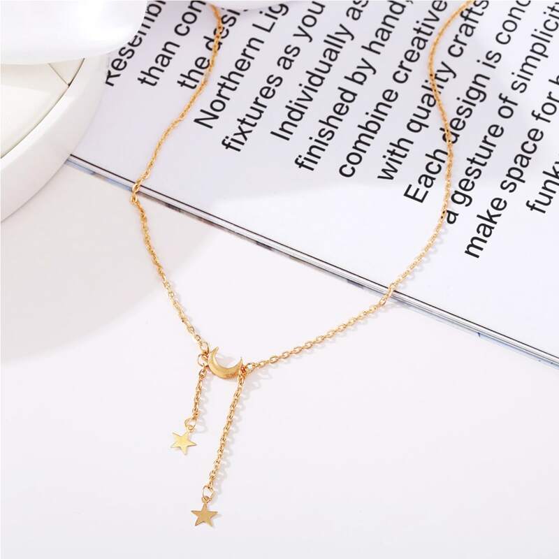 

Star & Moon Chain Necklace, Gold
