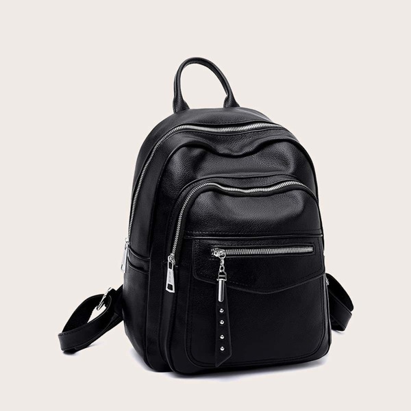 

Minimalist Zipper Front Backpack, Black