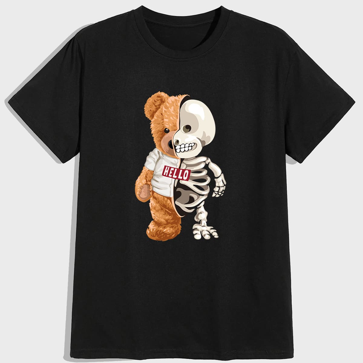 

Guys Letter Cartoon Skull Graphic Tee, Black