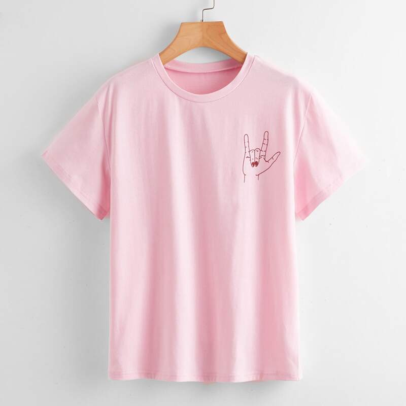

Hand Graphic Tee, Baby pink