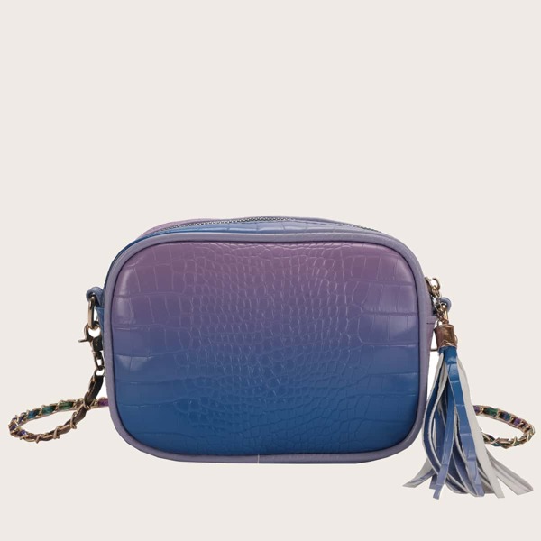 

Tassel Decor Ombre Crossbody Bag, Multicolor