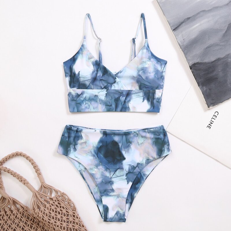 

Allover Print High Waist Bikini Swimsuit, Multicolor