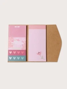 Nota adhesiva con patrón de corazón - Multicolor - Ver 2