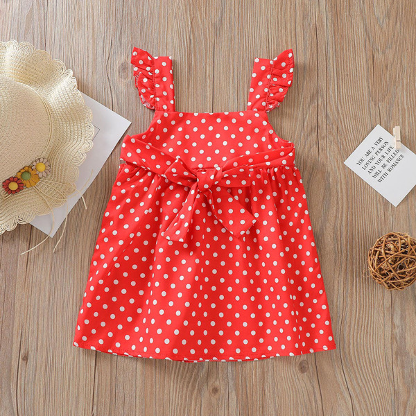 

Baby Girl Polka Dot Tie Front Cami Dress, Red