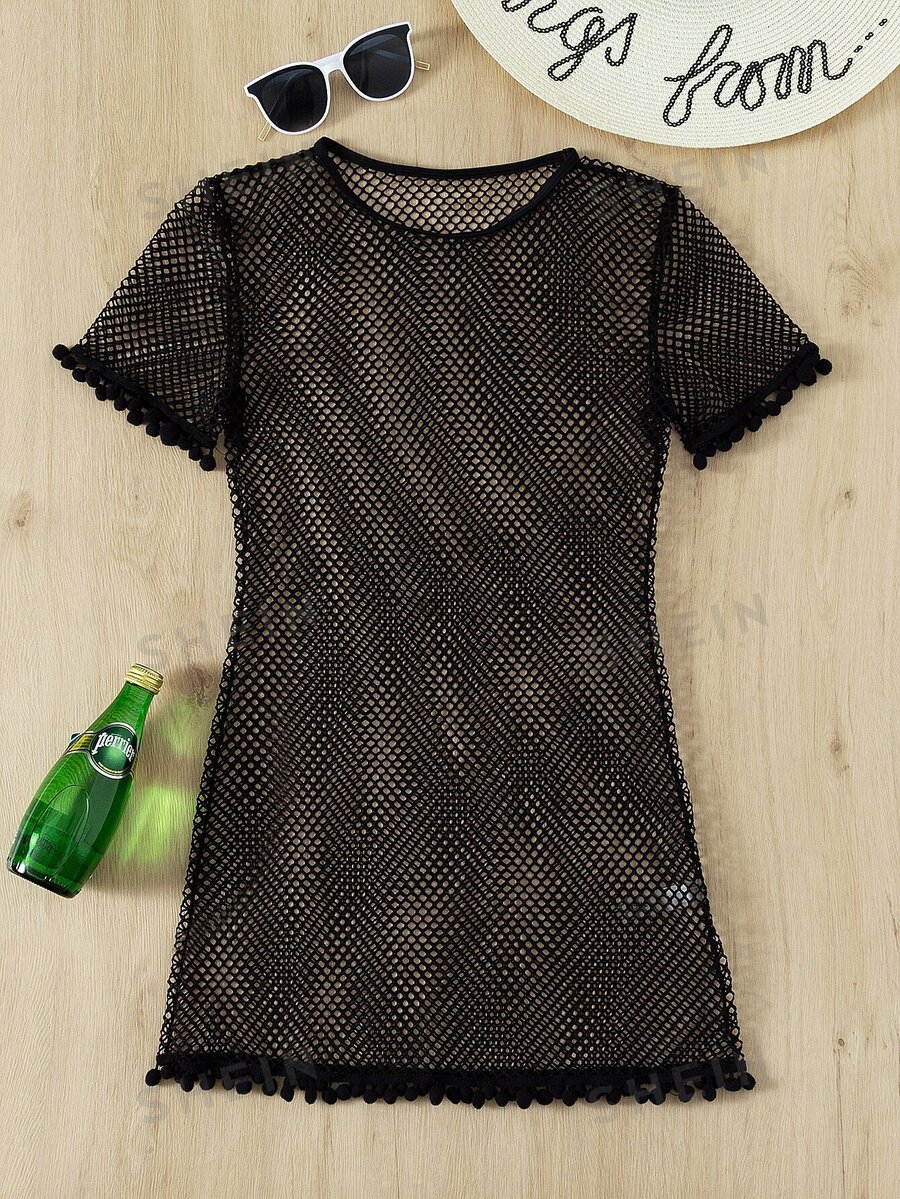 SHEIN Swim Pompom Trim Cover Up SHEIN USA