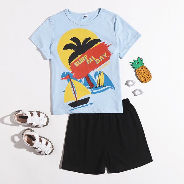

Boys Tropical Print Tee & Shorts, Multicolor