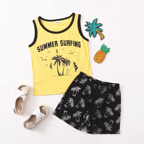 

Boys Tropical Print Tank Top & Shorts, Multicolor