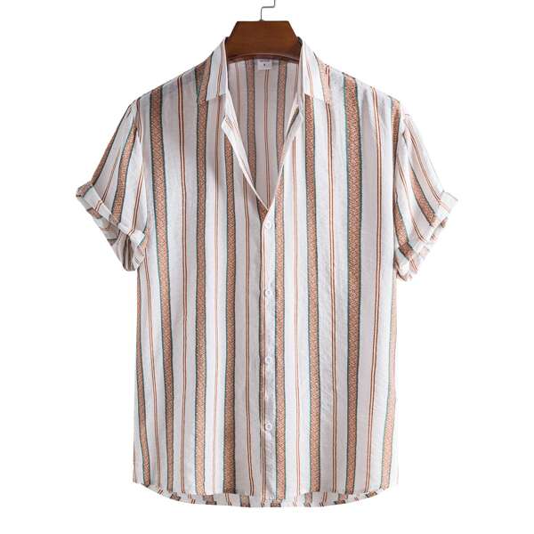 

Men Striped Button Front Shirt, Multicolor