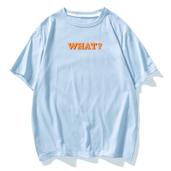 

Men Letter Graphic Round Neck Tee, Baby blue