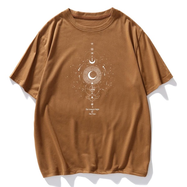 

Men Graphic Print Short Sleeve Tee, Brown