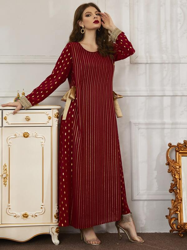 Al Najma 閃閃圖案蝴蝶結細節直筒連衣裙