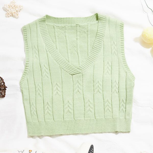 

Solid Crop Sweater Vest, Mint green