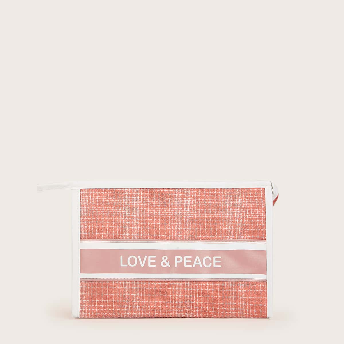 

Letter Graphic Square Makeup Bag, Pink