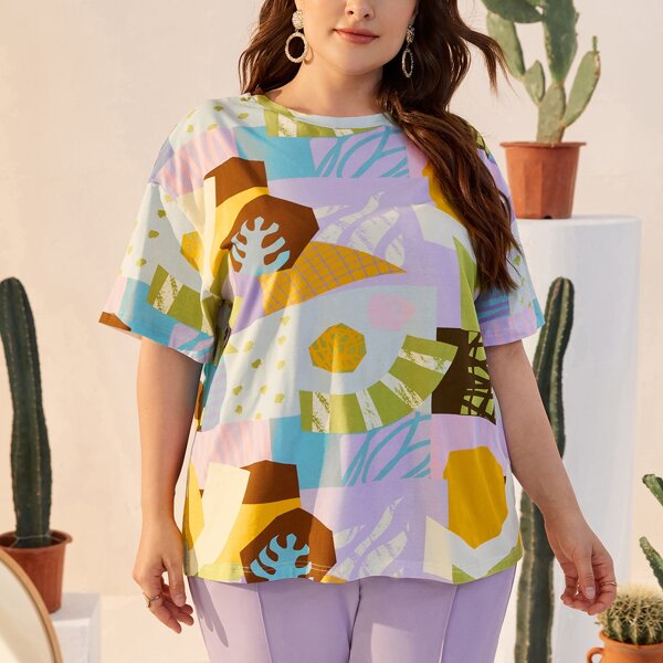 

Plus Allover Print Top, Multicolor