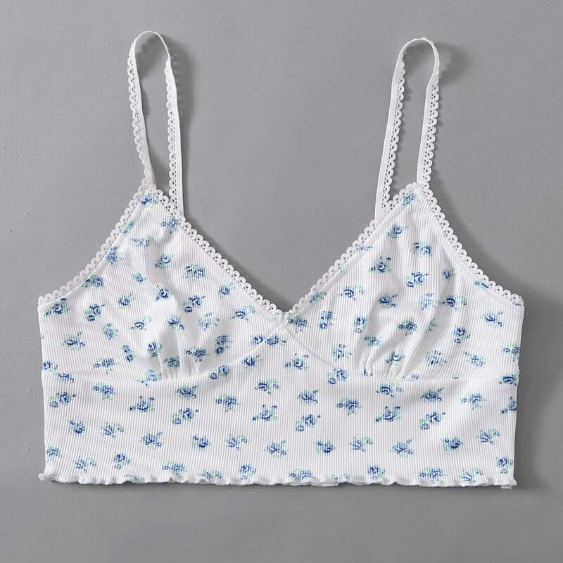 

Ditsy Floral Crop Cami, White