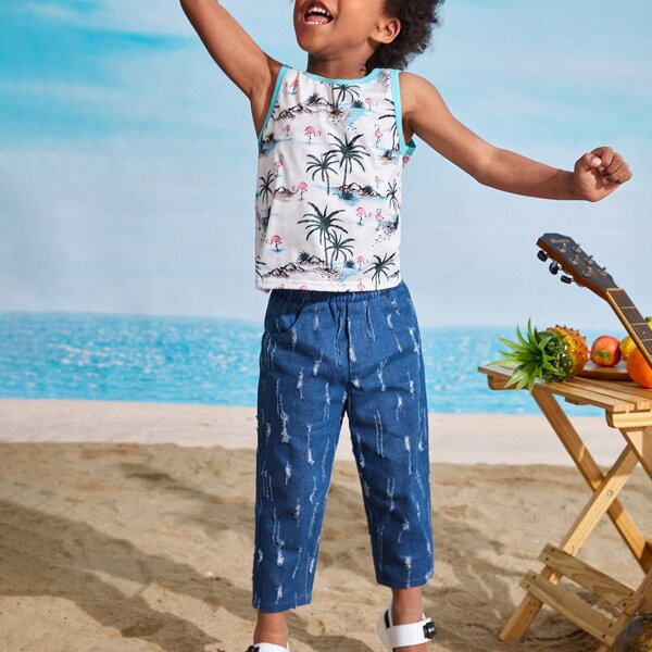 

Toddler Boys Tropical & Flamingo Print Tank Top, Multicolor