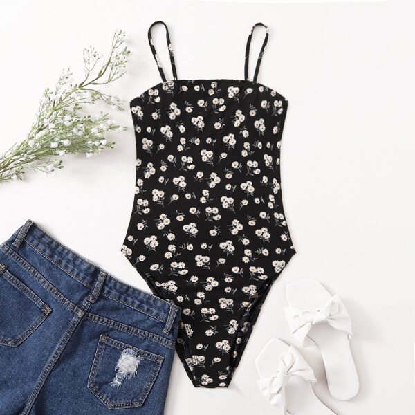 

Floral Print Cami Bodysuit, Multicolor