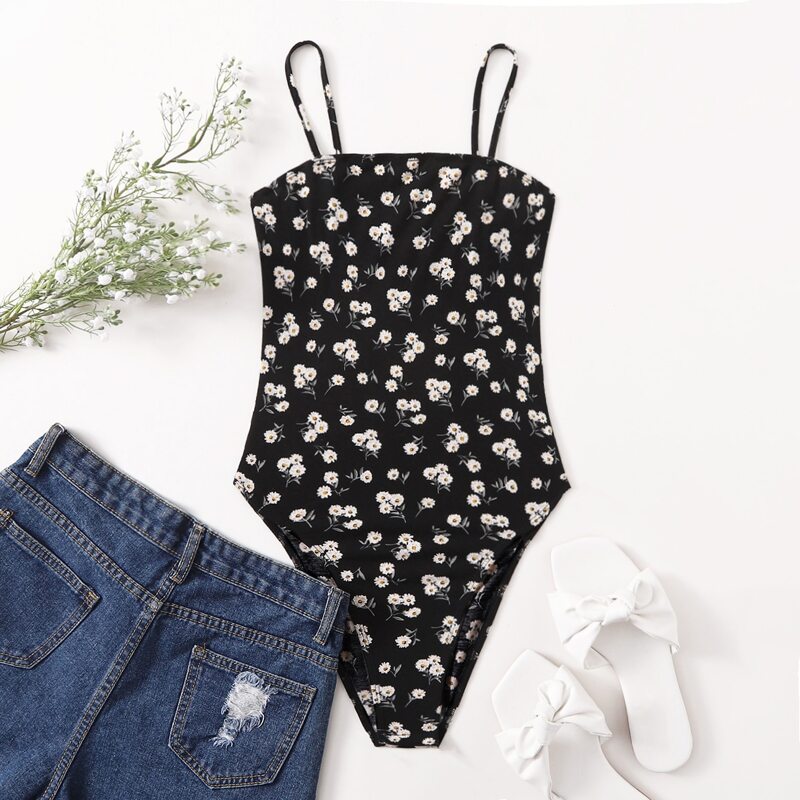 

Floral Print Cami Bodysuit, Multicolor