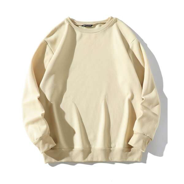 

Letter Graphic Round Neck Sweatshirt, Khaki