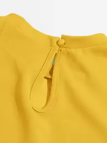 Mulvari 泡泡袖後鎖孔上衣 - 芥末黃 - 查看 4