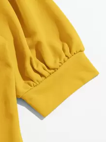 Mulvari 泡泡袖後鎖孔上衣 - 芥末黃 - 查看 5