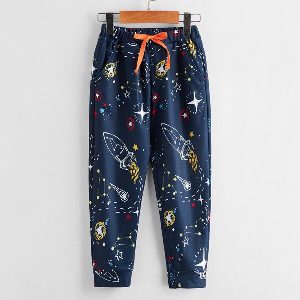 

Toddler Boys Pop Art Print Joggers, Navy blue