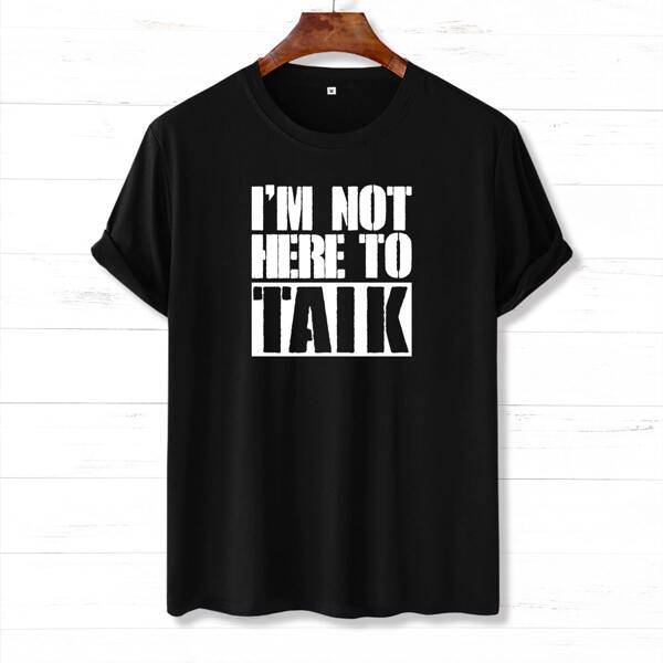 

Men Slogan Graphic Tee, Black