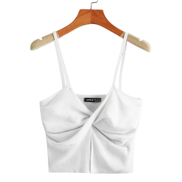 

Twist Front Knit Top, White